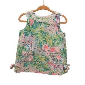 Lilly Pulitzer On Parade Print Dress with Lace Trim